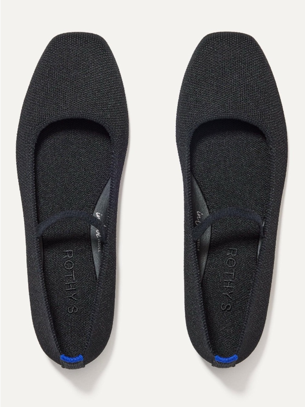 Rothy’s Square Toe Mary Jane Flats Black Knit Women’s 9.5